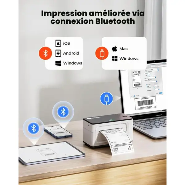 MUNBYN 941BP - Imprimante d’étiquettes thermique 300 dpi Bluetooth — 4 MUNBYN 941BP - Imprimante d’étiquettes thermique 300 dpi Bluetooth — 4