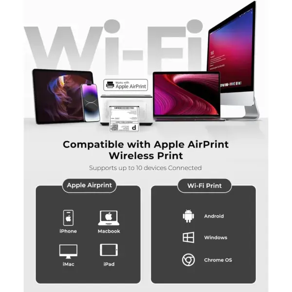 MUNBYN 941AP - WLAN Etikettendrucker 4x6 mit AirPrint — 4 MUNBYN 941AP - WLAN Etikettendrucker 4x6 mit AirPrint — 4