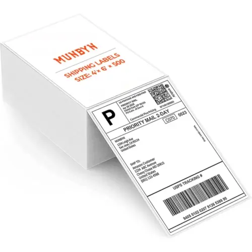 MUNBYN 4x6 fan-fold 500 - Direct thermal shipping labels, pack of 500 — 1 MUNBYN 4x6 fan-fold 500 - Direct thermal shipping labels, pack of 500 — 1