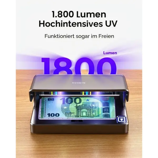 MUNBYN IMC26 - Tragbarer Geldscheinprüfer mit UV- und Weißlicht — 2 MUNBYN IMC26 - Tragbarer Geldscheinprüfer mit UV- und Weißlicht — 2