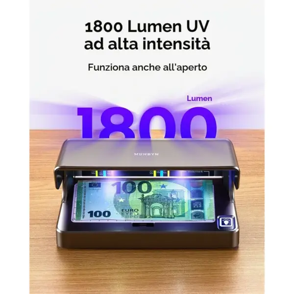 MUNBYN IMC26 - Rilevatore di banconote false UV portatile e ricaricabile — 2 MUNBYN IMC26 - Rilevatore di banconote false UV portatile e ricaricabile — 2