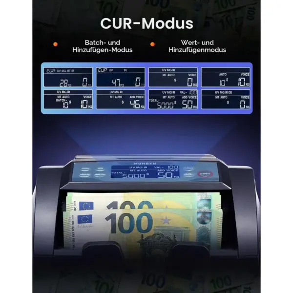 MUNBYN IMC27 - Geldzählmaschine EUR/USD mit Wertzählung — 2 MUNBYN IMC27 - Geldzählmaschine EUR/USD mit Wertzählung — 2