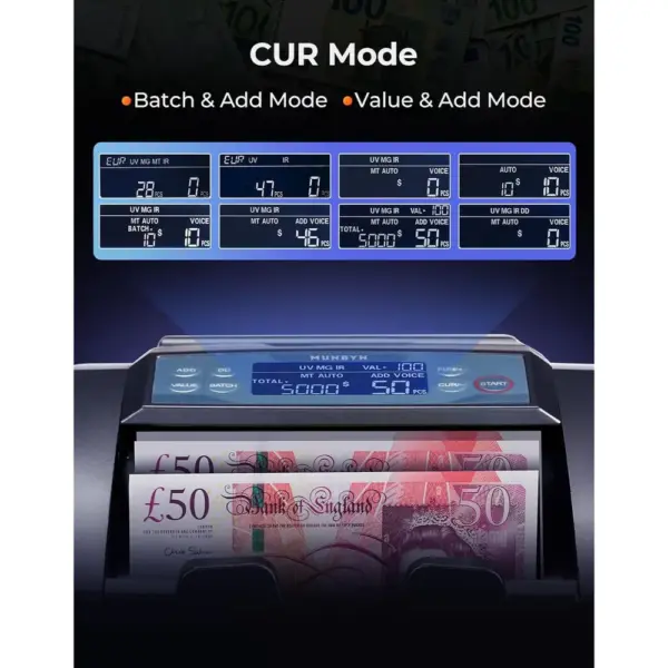 MUNBYN IMC27 - Money counter with GBP, EUR and USD value count — 5 MUNBYN IMC27 - Money counter with GBP, EUR and USD value count — 5