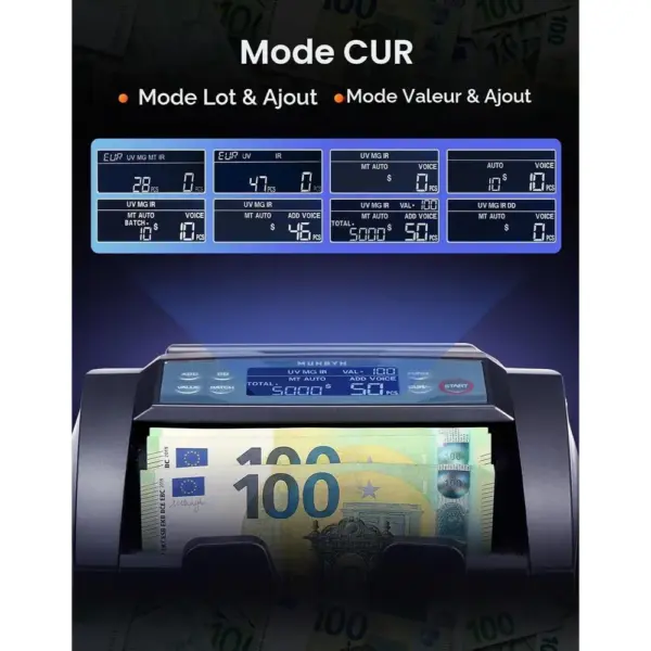 MUNBYN IMC27 - Compteuse de billets avec détection UV/MG/IR/MT — 2 MUNBYN IMC27 - Compteuse de billets avec détection UV/MG/IR/MT — 2