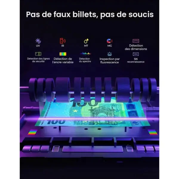 MUNBYN IMC27 - Compteuse de billets avec détection UV/MG/IR/MT — 3 MUNBYN IMC27 - Compteuse de billets avec détection UV/MG/IR/MT — 3