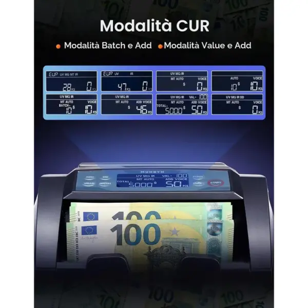 MUNBYN IMC27 - Conta banconote con verifica UV/MG/IR/MT, EUR e USD — 2 MUNBYN IMC27 - Conta banconote con verifica UV/MG/IR/MT, EUR e USD — 2