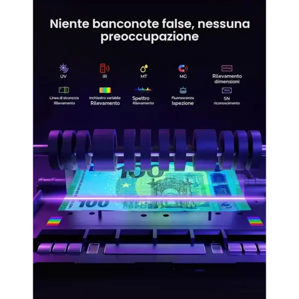 MUNBYN IMC27 - Conta banconote con verifica UV/MG/IR/MT, EUR e USD — 3 MUNBYN IMC27 - Conta banconote con verifica UV/MG/IR/MT, EUR e USD — 3