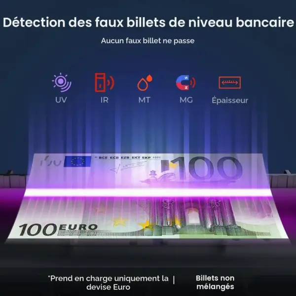 MUNBYN IMC51 - Compteuse de billets en euros 1100 billets/min — 4 MUNBYN IMC51 - Compteuse de billets en euros 1100 billets/min — 4