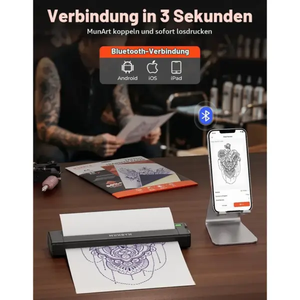 MUNBYN ITP05S - Tattoo Stencil Drucker mit Bluetooth und Akku — 3 MUNBYN ITP05S - Tattoo Stencil Drucker mit Bluetooth und Akku — 3