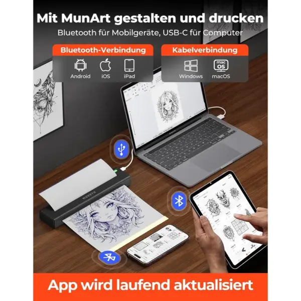 MUNBYN ITP05S - Tattoo Stencil Drucker mit Bluetooth und Akku — 4 MUNBYN ITP05S - Tattoo Stencil Drucker mit Bluetooth und Akku — 4