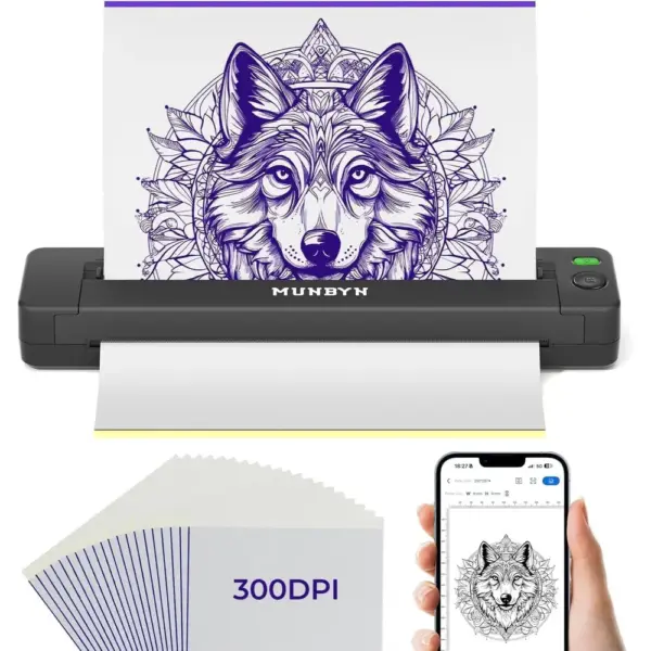 MUNBYN ITP06 - Stampante stencil tatuaggi 300 DPI wireless — 1 MUNBYN ITP06 - Stampante stencil tatuaggi 300 DPI wireless — 1