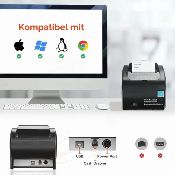 MUNBYN P047 - Bondrucker 80 mm mit USB und Auto-Cutter — 4 MUNBYN P047 - Bondrucker 80 mm mit USB und Auto-Cutter — 4