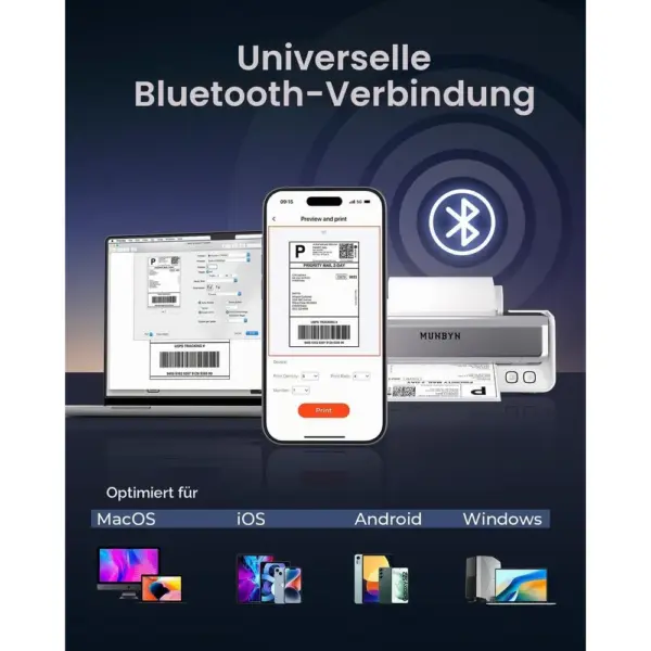 MUNBYN 405B - Versandetikettendrucker mit integriertem Etikettenhalter — 4 MUNBYN 405B - Versandetikettendrucker mit integriertem Etikettenhalter — 4