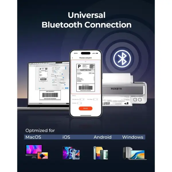 MUNBYN RW405B - Impresora de etiquetas Bluetooth con soporte integrado — 4 MUNBYN RW405B - Impresora de etiquetas Bluetooth con soporte integrado — 4