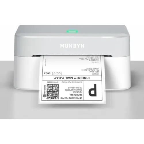 MUNBYN RW403B - Imprimante d’étiquettes thermique Bluetooth à étalonnage DAC — 1 MUNBYN RW403B - Imprimante d’étiquettes thermique Bluetooth à étalonnage DAC — 1
