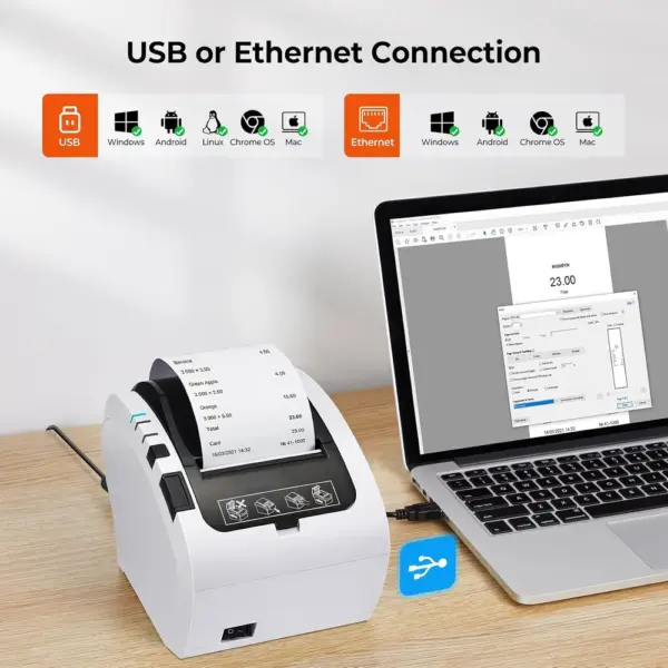 MUNBYN P047 - 80 mm USB and Ethernet receipt printer — 4 MUNBYN P047 - 80 mm USB and Ethernet receipt printer — 4