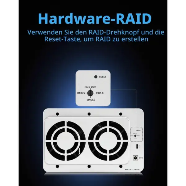 TERRAMASTER D5-310 - RAID-Gehäuse mit 5 Einschüben, Hardware-RAID 5/0/1/10, USB 5 Gbit/s, ohne Festplatten — 3 TERRAMASTER D5-310 - RAID-Gehäuse mit 5 Einschüben, Hardware-RAID 5/0/1/10, USB 5 Gbit/s, ohne Festplatten — 3