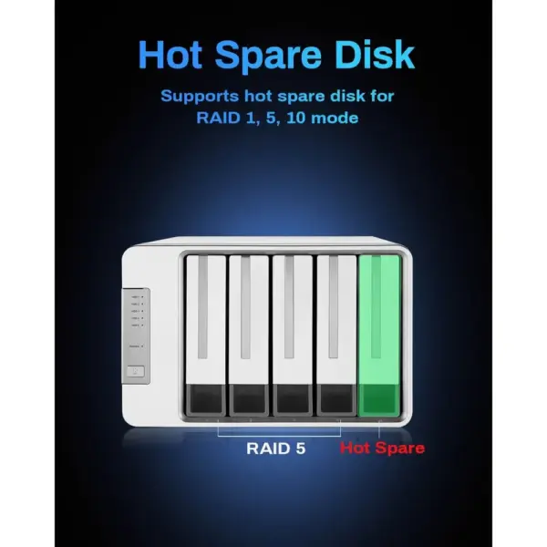 TERRAMASTER D5-310 - 5-bay hardware RAID enclosure, RAID 5/0/1/10, USB 3.1 Type-C (diskless) — 4 TERRAMASTER D5-310 - 5-bay hardware RAID enclosure, RAID 5/0/1/10, USB 3.1 Type-C (diskless) — 4
