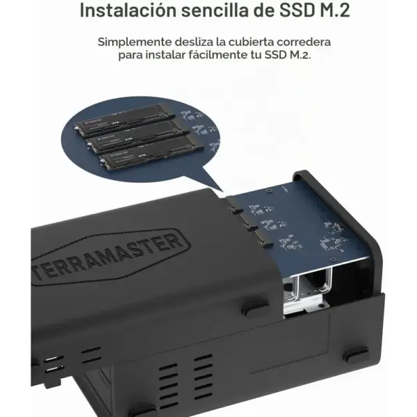 TERRAMASTER D5 Hybrid - Caja híbrida 2 discos duros + 3 SSD NVMe, USB 3.2 Gen 2 (sin discos) — 4 TERRAMASTER D5 Hybrid - Caja híbrida 2 discos duros + 3 SSD NVMe, USB 3.2 Gen 2 (sin discos) — 4