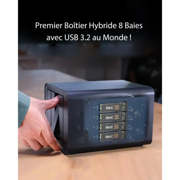 TERRAMASTER D8 Hybrid - Boîtier hybride 4 disques durs et 4 SSD NVMe, USB 3.2 Gen2, sans disque — 3 TERRAMASTER D8 Hybrid - Boîtier hybride 4 disques durs et 4 SSD NVMe, USB 3.2 Gen2, sans disque — 3