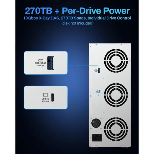 TERRAMASTER D9-320 - 9-bay hard drive enclosure, USB 3.2 Gen2 10 Gbps, per-bay power switches (diskless) — 2 TERRAMASTER D9-320 - 9-bay hard drive enclosure, USB 3.2 Gen2 10 Gbps, per-bay power switches (diskless) — 2