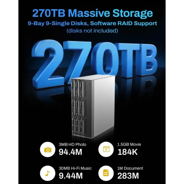 TERRAMASTER D9-320 - 9-bay hard drive enclosure, USB 3.2 Gen2 10 Gbps, per-bay power switches (diskless) — 5 TERRAMASTER D9-320 - 9-bay hard drive enclosure, USB 3.2 Gen2 10 Gbps, per-bay power switches (diskless) — 5