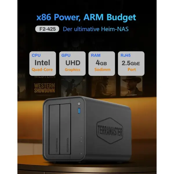 TERRAMASTER F2-425 - NAS mit 2 Einschüben, Quad-Core-CPU und 4 GB RAM, ohne Festplatten — 2 TERRAMASTER F2-425 - NAS mit 2 Einschüben, Quad-Core-CPU und 4 GB RAM, ohne Festplatten — 2