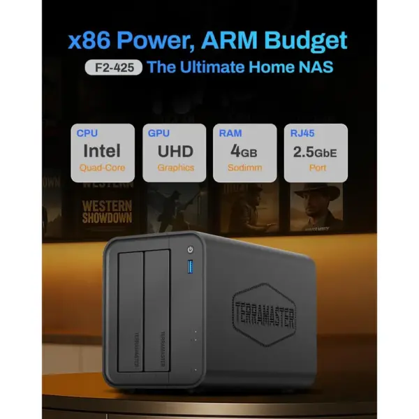 TERRAMASTER F2-425 - 2-bay NAS, Intel quad-core, 4 GB RAM, 2.5GbE (diskless) — 2 TERRAMASTER F2-425 - 2-bay NAS, Intel quad-core, 4 GB RAM, 2.5GbE (diskless) — 2