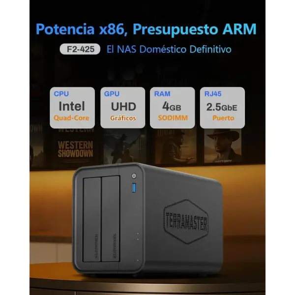 TERRAMASTER F2-425 - NAS de 2 bahías con procesador de 4 núcleos y 4 GB de RAM (sin discos) — 2 TERRAMASTER F2-425 - NAS de 2 bahías con procesador de 4 núcleos y 4 GB de RAM (sin discos) — 2