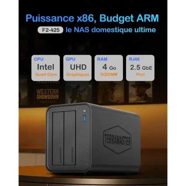 TERRAMASTER F2-425 - NAS 2 baies Intel x86 quadricœur, 4 Go de RAM, 2,5 GbE — 2 TERRAMASTER F2-425 - NAS 2 baies Intel x86 quadricœur, 4 Go de RAM, 2,5 GbE — 2