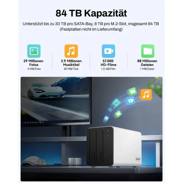 TERRAMASTER F2-425 Plus - NAS mit 2 Einschüben, Intel N150, 8 GB DDR5 und 2 × 5 GbE, ohne Festplatten — 5 TERRAMASTER F2-425 Plus - NAS mit 2 Einschüben, Intel N150, 8 GB DDR5 und 2 × 5 GbE, ohne Festplatten — 5