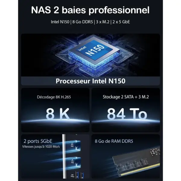 TERRAMASTER F2-425 Plus - NAS 2 baies Intel N150, 8 Go DDR5, 2 × 5 GbE, 3 emplacements M.2 — 2 TERRAMASTER F2-425 Plus - NAS 2 baies Intel N150, 8 Go DDR5, 2 × 5 GbE, 3 emplacements M.2 — 2
