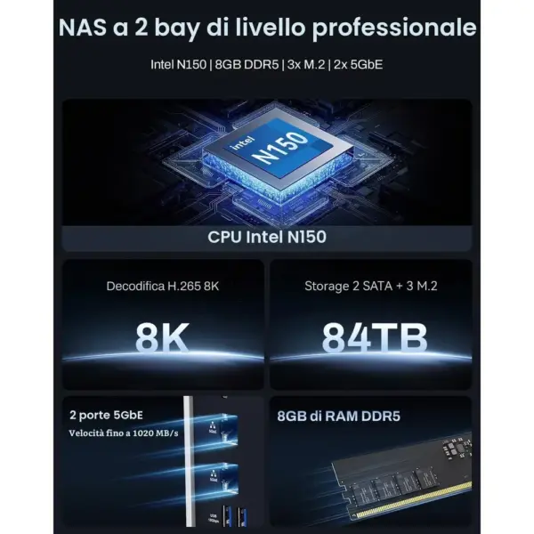 TERRAMASTER F2-425 Plus - NAS 2 alloggiamenti con Intel N150 e doppio 5 GbE, senza dischi — 2 TERRAMASTER F2-425 Plus - NAS 2 alloggiamenti con Intel N150 e doppio 5 GbE, senza dischi — 2