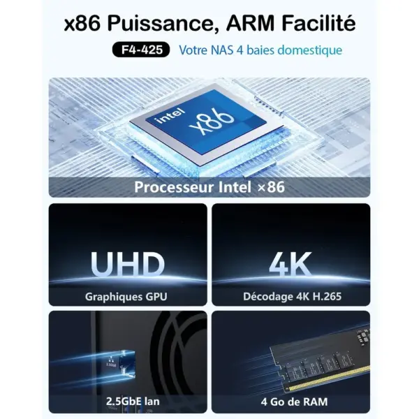 TERRAMASTER F4-425 - NAS 4 baies Intel x86 quadricœur, 4 Go de RAM, 2,5 GbE — 2 TERRAMASTER F4-425 - NAS 4 baies Intel x86 quadricœur, 4 Go de RAM, 2,5 GbE — 2