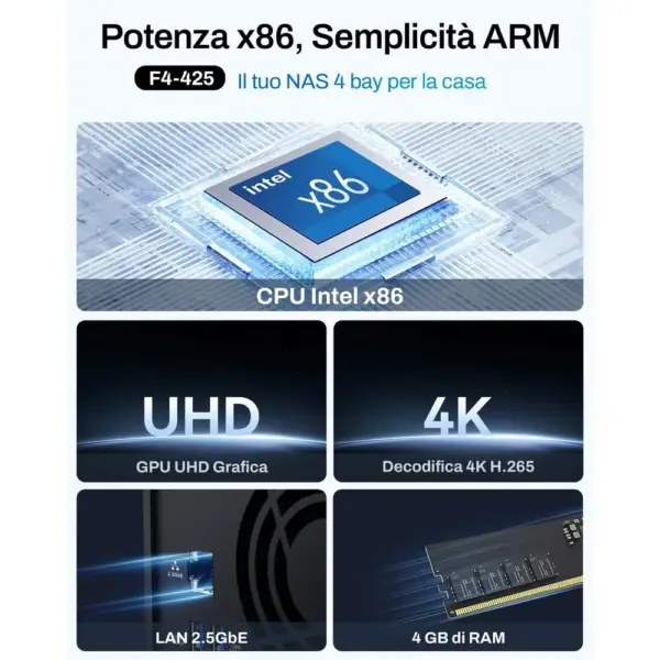 TERRAMASTER F4-425 - NAS a 4 alloggiamenti per la casa, senza dischi — 2 TERRAMASTER F4-425 - NAS a 4 alloggiamenti per la casa, senza dischi — 2