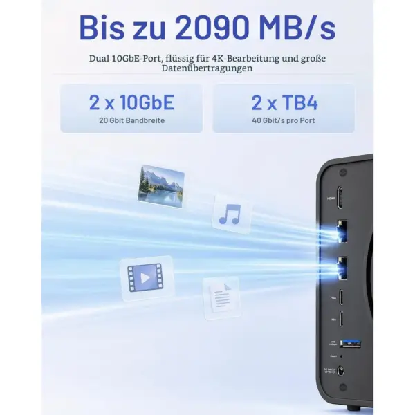 TERRAMASTER F6-425 Pro - NAS mit 6 Einschüben, Core i3-1315U, 8 GB DDR5 und 2 × 10 GbE, ohne Festplatten — 4 TERRAMASTER F6-425 Pro - NAS mit 6 Einschüben, Core i3-1315U, 8 GB DDR5 und 2 × 10 GbE, ohne Festplatten — 4