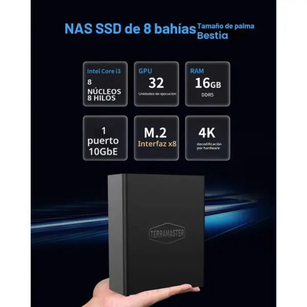 TERRAMASTER F8 SSD Plus - NAS 100 % SSD de 8 bahías Core i3-N305, 16 GB DDR5 y 10GbE (sin discos) — 2 TERRAMASTER F8 SSD Plus - NAS 100 % SSD de 8 bahías Core i3-N305, 16 GB DDR5 y 10GbE (sin discos) — 2