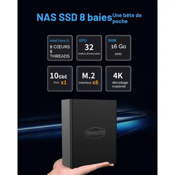 TERRAMASTER F8 SSD Plus - NAS 100 % SSD 8 emplacements M.2 NVMe, Core i3-N305, 16 Go DDR5, 10 GbE — 2 TERRAMASTER F8 SSD Plus - NAS 100 % SSD 8 emplacements M.2 NVMe, Core i3-N305, 16 Go DDR5, 10 GbE — 2