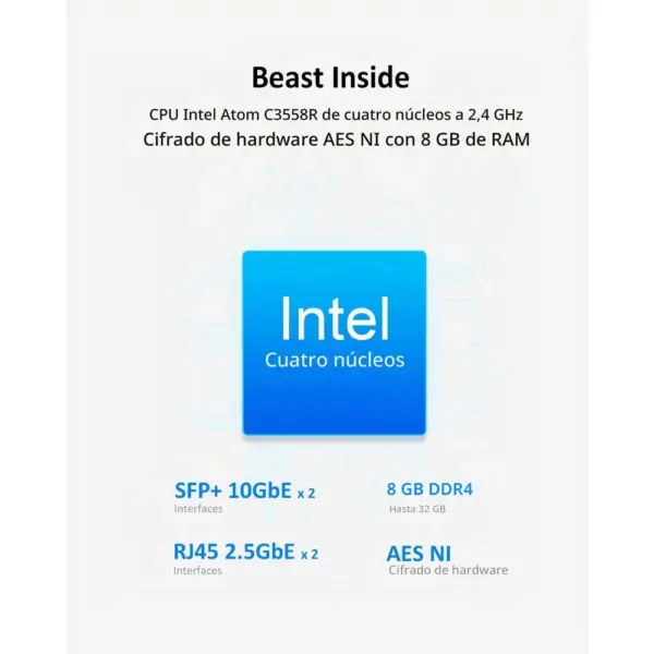 TERRAMASTER T9-450 - NAS de 9 bahías Atom C3558R, 8 GB DDR4, doble SFP+ 10GbE y doble 2,5GbE — 3 TERRAMASTER T9-450 - NAS de 9 bahías Atom C3558R, 8 GB DDR4, doble SFP+ 10GbE y doble 2,5GbE — 3