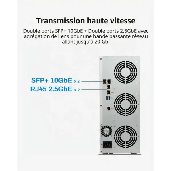 TERRAMASTER T9-450 - NAS 9 baies Intel Atom C3558R, 8 Go DDR4, 2 × 10 GbE SFP+, sans disque — 4 TERRAMASTER T9-450 - NAS 9 baies Intel Atom C3558R, 8 Go DDR4, 2 × 10 GbE SFP+, sans disque — 4