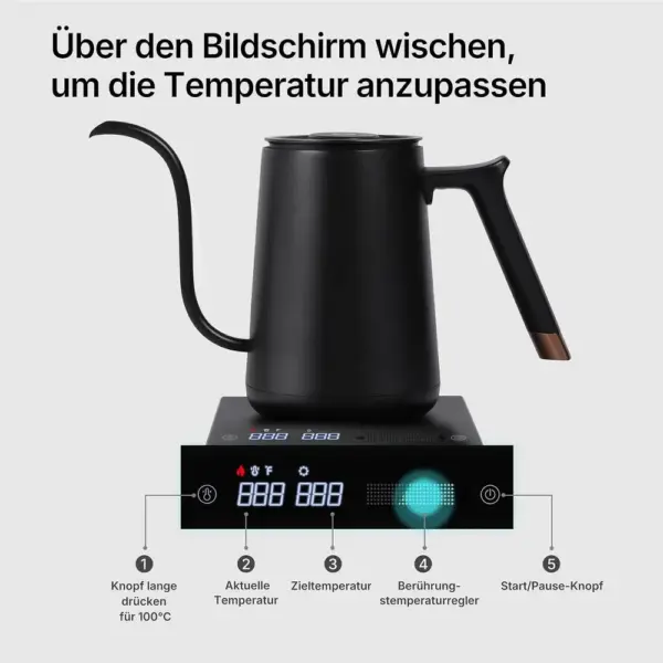 TIMEMORE Fish Smart - Hervidor cuello de cisne de 600 ml con temperatura regulable — 2 TIMEMORE Fish Smart - Hervidor cuello de cisne de 600 ml con temperatura regulable — 2