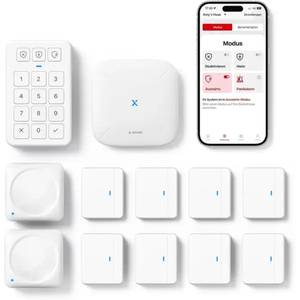 X-Sense AS12 - Smarte Alarmanlage mit 8 Tür- und Fenstersensoren, 12er-Set — 1 X-Sense AS12 - Smarte Alarmanlage mit 8 Tür- und Fenstersensoren, 12er-Set — 1