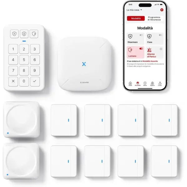 X-Sense AS12 - Kit allarme casa wireless 12 pezzi con base SBS50 — 1 X-Sense AS12 - Kit allarme casa wireless 12 pezzi con base SBS50 — 1