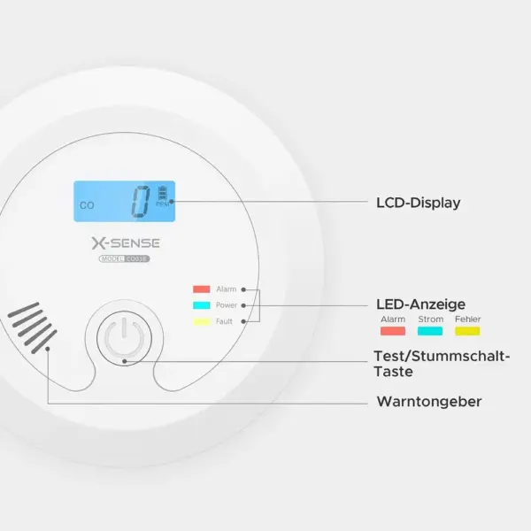 X-Sense CO03B - CO-Melder mit beleuchtetem LCD und 9-V-Batterie — 2 X-Sense CO03B - CO-Melder mit beleuchtetem LCD und 9-V-Batterie — 2