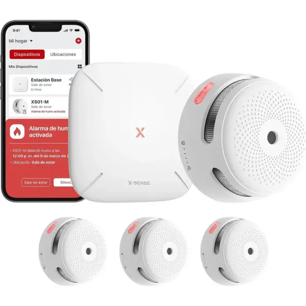 X-Sense FS31 - Kit de 3 detectores de humo interconectados con estación base SBS50 — 1 X-Sense FS31 - Kit de 3 detectores de humo interconectados con estación base SBS50 — 1
