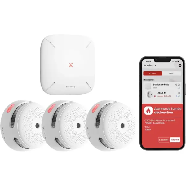 X-Sense FS31 - Kit de 3 détecteurs de fumée connectés avec base SBS50 — 1 X-Sense FS31 - Kit de 3 détecteurs de fumée connectés avec base SBS50 — 1
