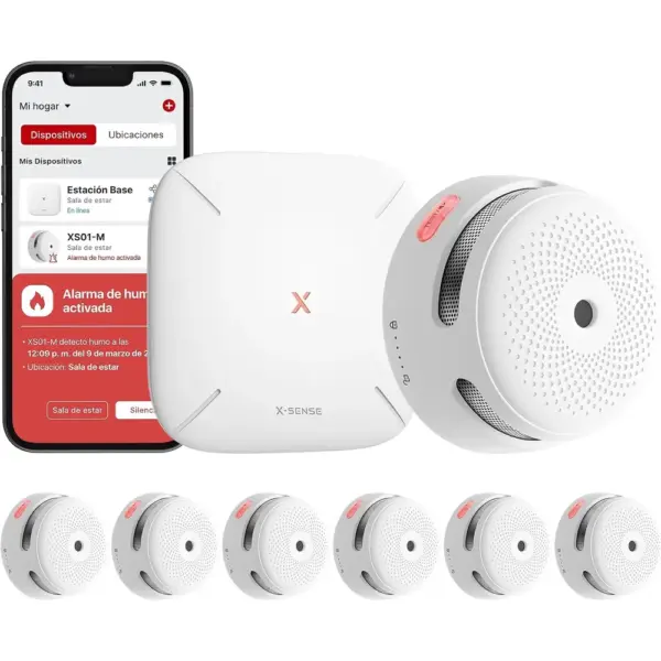 X-Sense FS61 - Kit de 6 detectores de humo interconectados con estación base SBS50 — 1 X-Sense FS61 - Kit de 6 detectores de humo interconectados con estación base SBS50 — 1