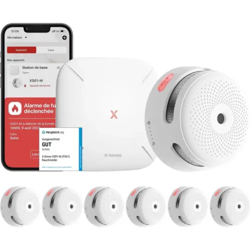X-Sense FS61 - Kit de 6 détecteurs de fumée connectés avec base SBS50 — 1 X-Sense FS61 - Kit de 6 détecteurs de fumée connectés avec base SBS50 — 1
