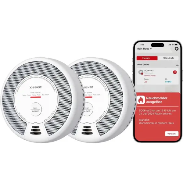 X-Sense SC06-WX - WLAN-Rauch- und CO-Melder, 2 Stück — 1 X-Sense SC06-WX - WLAN-Rauch- und CO-Melder, 2 Stück — 1