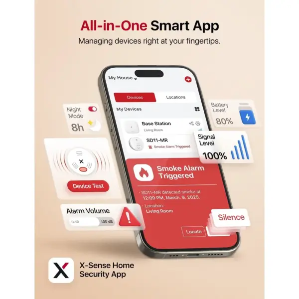 X-Sense SD11-MR31 - Kit of 3 interlinked smoke alarms with SBS50 base — 2 X-Sense SD11-MR31 - Kit of 3 interlinked smoke alarms with SBS50 base — 2